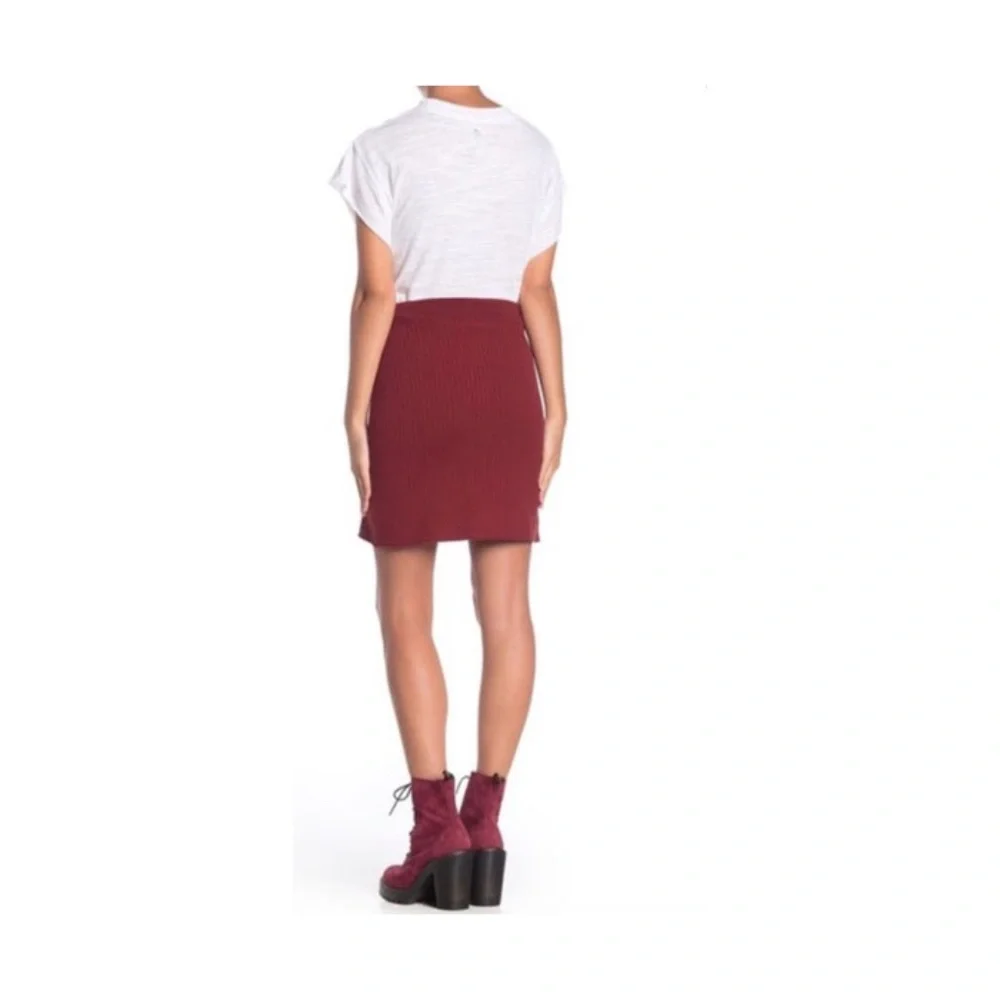 Free People Women's Mod Knit Wrap Skirt in Wine Small New with Tags